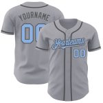 Custom Team Baseball Jersey with Personalized Name and Number - Gray Light Blue and Steel Gray Personalized Gray Light Blue-Steel