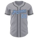 Custom Team Baseball Jersey with Personalized Name and Number - Gray Light Blue and Steel Gray Personalized Gray Light Blue-Steel