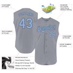 Custom Name Number Personalized Baseball Jersey - Light Blue Steel Gray Sleeveless Team Wear Personalized Gray Light Blue-Steel