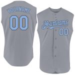 Custom Name Number Personalized Baseball Jersey - Light Blue Steel Gray Sleeveless Team Wear Personalized Gray Light Blue-Steel