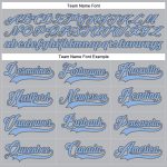 Custom Name Number Hockey Jersey - Personalized Gray Light Blue Steel Gray Lace Neck Team Jersey Personalized Gray Light