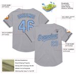 Custom Name and Number Personalized Baseball Jersey - Gray Light Blue-Steel Gray Authentic Throwback Mesh Design Personalized