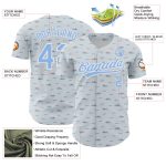 Custom Dog Surfing Baseball Jersey with 3D Gray Light Blue-White Design, Personalized Name and Number, Authentic Team Gear