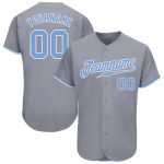 Custom Name Number Authentic Baseball Jersey - Gray Light Blue-White, Personalized Team Apparel Personalized Gray Light Blue-White