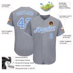 Custom Name Number Authentic Baseball Jersey - Gray Light Blue-White, Personalized Team Apparel Personalized Gray Light Blue-White