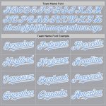 Custom Name and Number Baseball Jersey - Personalized Gray Light Blue White Authentic Raglan Sleeves Personalized Gray Light