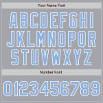 Custom Name and Number Baseball Jersey - Personalized Gray Light Blue White Authentic Raglan Sleeves Personalized Gray Light