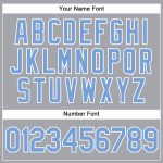 Custom Name Number Sleeveless Baseball Jersey - Personalized Gray Light Blue White Authentic Team Apparel Personalized Gray