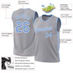 Personalized Authentic Gray Light Blue-White Throwback Basketball Jersey Personalized Gray Light Blue-White Authentic Throwback