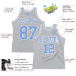 Customizable Basketball Jersey with Personalized Name and Number - Gray Light Blue-White Authentic Throwback Style Personalized
