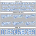 Personalized Gray Light Blue White Basketball Shorts - Authentic Throwback Style Personalized Gray Light Blue-White Authentic