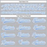 Custom Hockey Jersey with Personalized Name and Number - Gray Light Blue-White Lace Neck Design Personalized Gray Light Blue-White