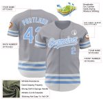 Custom Name and Number Personalized Baseball Jersey - Gray Light Blue-White Line Authentic Team Sports Apparel Personalized