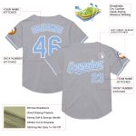 Custom Gray Light Blue-White Mesh Baseball Jersey with Personalized Name and Number - Authentic Throwback Style Personalized