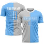 Custom Soccer Jersey Personalized Name and Number - Gray Light Blue Split Fashion Uniform for Team Personalized Gray Light