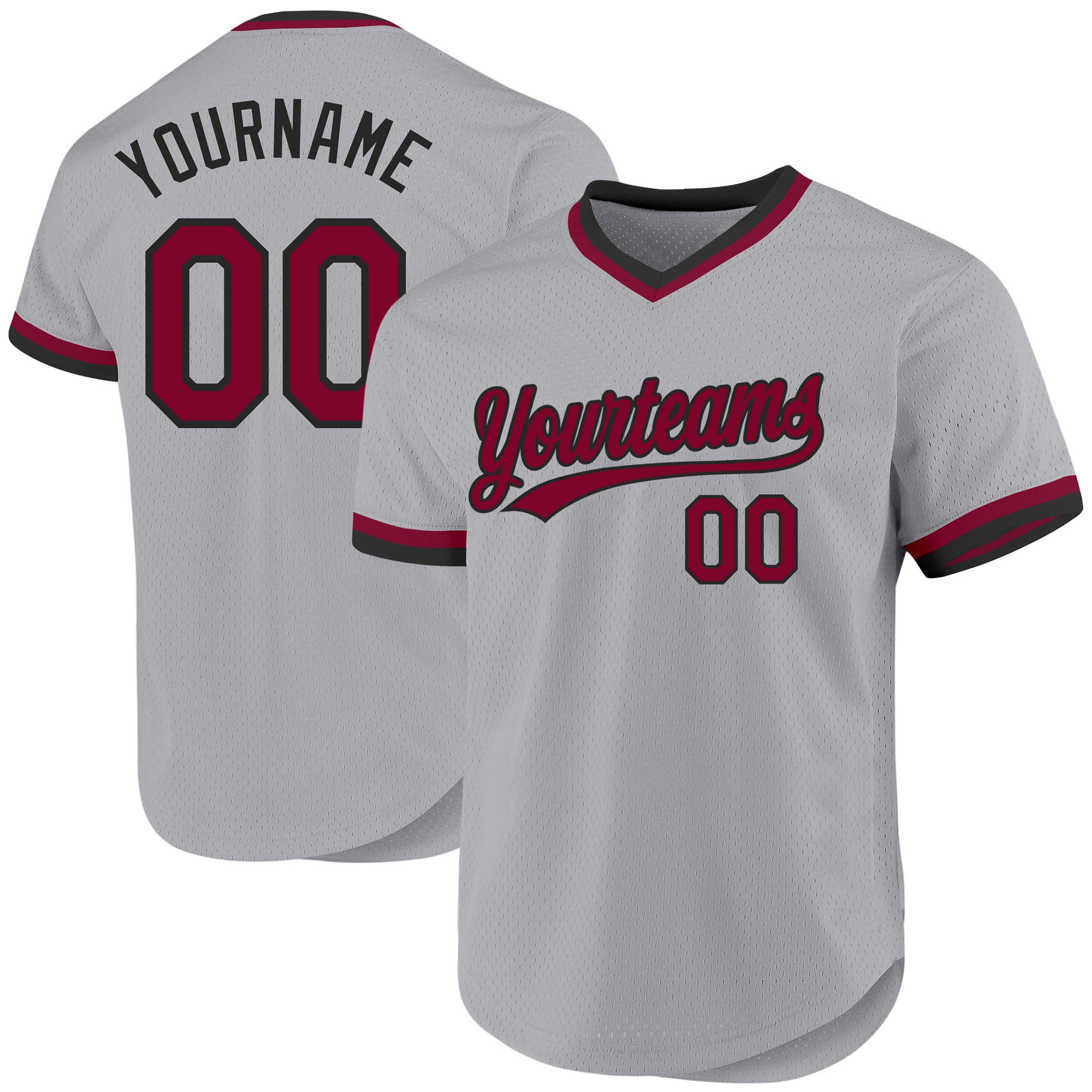 Custom Name and Number Personalized Gray Maroon-Black Authentic Throwback Baseball Jersey Personalized Gray Maroon-Black