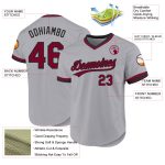 Custom Name and Number Personalized Gray Maroon-Black Authentic Throwback Baseball Jersey Personalized Gray Maroon-Black