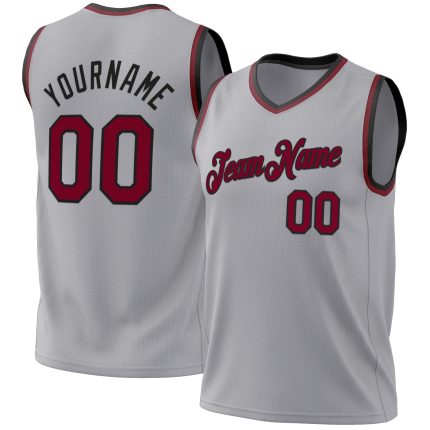 Personalized Authentic Basketball Jersey with Custom Name & Number - Gray Maroon-Black Team Edition Personalized Gray Maroon-Black