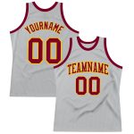 Custom Basketball Jersey - Authentic Gray Maroon-Gold Throwback with Personalized Name and Number Personalized Gray Maroon-Gold