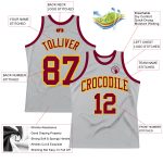 Custom Basketball Jersey - Authentic Gray Maroon-Gold Throwback with Personalized Name and Number Personalized Gray Maroon-Gold