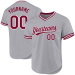 Custom Team Baseball Jersey - Personalized Gray Maroon-White Authentic Throwback with Name and Number Personalized Gray Maroon-White