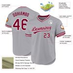 Custom Team Baseball Jersey - Personalized Gray Maroon-White Authentic Throwback with Name and Number Personalized Gray Maroon-White