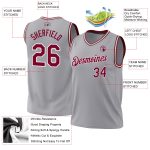 Personalized Authentic Throwback Basketball Jersey - Gray Maroon White Design Personalized Gray Maroon-White Authentic Throwback