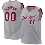 Personalized Authentic Throwback Basketball Jersey - Gray Maroon White Design Personalized Gray Maroon-White Authentic Throwback