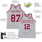 Custom Name Number Basketball Jersey - Personalized Gray Maroon-White Authentic Throwback Style Personalized Gray Maroon-White