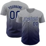 Custom Name and Number Personalized Gray Navy Baseball Jersey - Authentic Fade Fashion Team Apparel Personalized Gray Navy