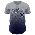 Custom Name and Number Personalized Gray Navy Baseball Jersey - Authentic Fade Fashion Team Apparel Personalized Gray Navy