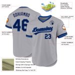 Custom Name Number Personalized Baseball Jersey in Gray Navy-Blue Authentic Throwback Style Personalized Gray Navy-Blue Authentic