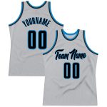 Custom Name Number Basketball Jersey Gray Navy-Blue Authentic Throwback Team Design Personalized Gray Navy-Blue Authentic