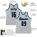 Custom Name Number Basketball Jersey Gray Navy-Blue Authentic Throwback Team Design Personalized Gray Navy-Blue Authentic