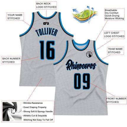 Custom Name Number Basketball Jersey Gray Navy-Blue Authentic Throwback Team Design Personalized Gray Navy-Blue Authentic