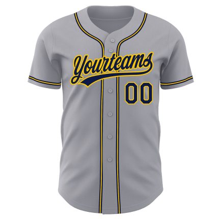 Personalized Gray Navy Gold Baseball Jersey for Fans and Players Personalized Gray Navy-Gold Authentic Baseball Jersey