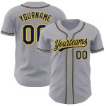 Personalized Gray Navy Gold Baseball Jersey for Fans and Players Personalized Gray Navy-Gold Authentic Baseball Jersey
