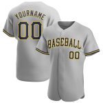 Personalized Custom Name and Number Gray Navy Gold Baseball Jersey - Authentic Team Gear Personalized Gray Navy-Gold Authentic