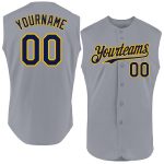 Personalized Gray Navy Gold Baseball Jersey Sleeveless Authentic Design Personalized Gray Navy-Gold Authentic Sleeveless