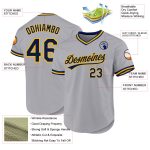 Personalized Gray Navy Gold Baseball Jersey Custom Name Number - Authentic Throwback Team Style Personalized Gray Navy-Gold