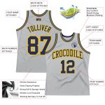 Custom Name and Number Personalized Gray Navy Gold Basketball Jersey - Authentic Throwback Personalized Gray Navy-Gold Authentic