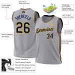 Custom Gray Navy-Gold Basketball Jersey - Authentic Throwback Style Personalized Gray Navy-Gold Authentic Throwback Basketball