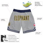 Personalized Gray Navy Gold Basketball Shorts - Authentic Throwback Style Personalized Gray Navy-Gold Authentic Throwback