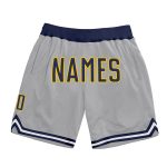 Personalized Gray Navy Gold Basketball Shorts - Authentic Throwback Style Personalized Gray Navy-Gold Authentic Throwback