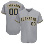 Custom Name and Number Baseball Jersey - Personalized Gray Navy-Gold Team Gear Personalized Gray Navy-Gold Baseball Jersey