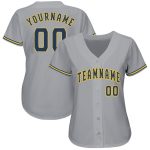 Custom Name and Number Baseball Jersey - Personalized Gray Navy-Gold Team Gear Personalized Gray Navy-Gold Baseball Jersey