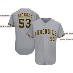 Custom Name and Number Baseball Jersey - Personalized Gray Navy-Gold Team Gear Personalized Gray Navy-Gold Baseball Jersey