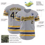 Custom Name Number Gray Navy Gold Line Baseball Jersey Authentic Team Personalized Gray Navy-Gold Line Authentic Baseball