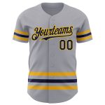 Custom Name Number Gray Navy Gold Line Baseball Jersey Authentic Team Personalized Gray Navy-Gold Line Authentic Baseball