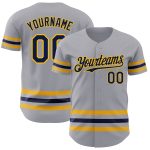 Custom Name Number Gray Navy Gold Line Baseball Jersey Authentic Team Personalized Gray Navy-Gold Line Authentic Baseball